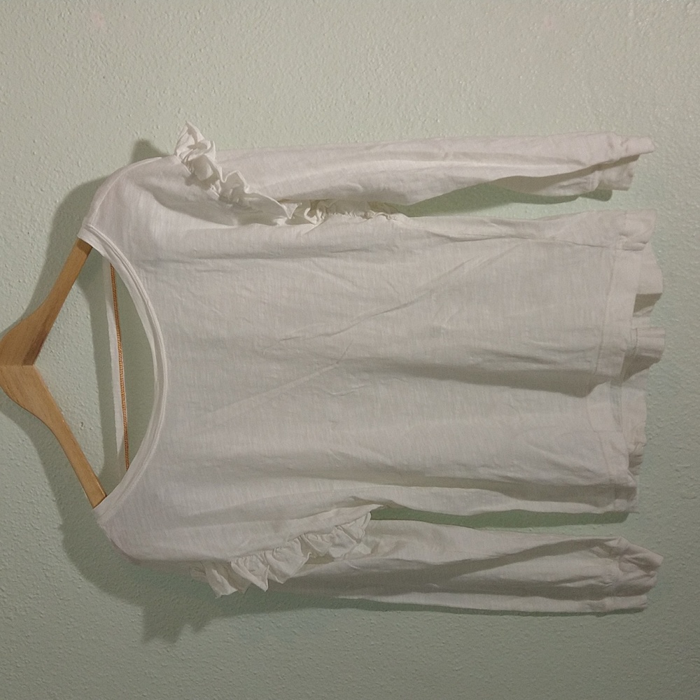 Anthropologie Pilcro Boho Ruffled Open-BackCream Long Sleeve Essential Top smal
